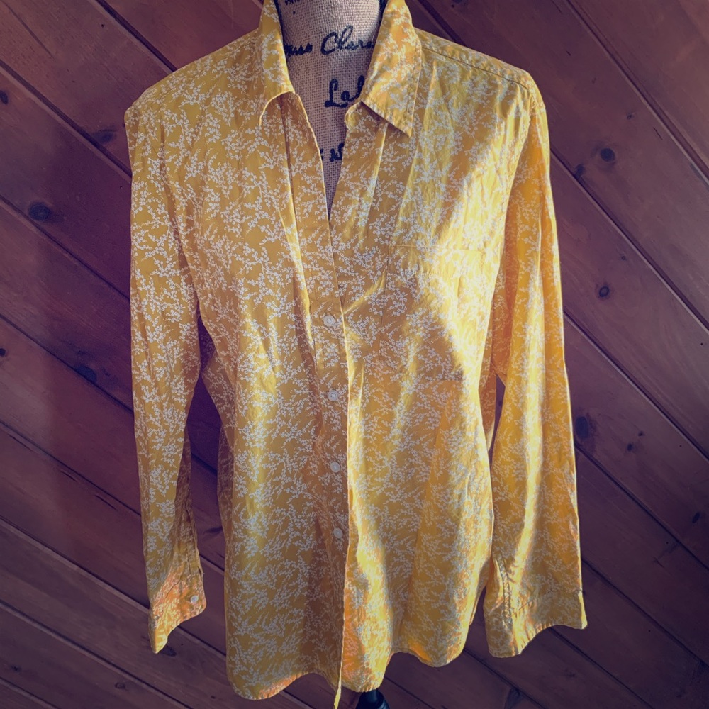 Gap Yellow Flowered Button Down Shirt - image 1